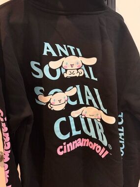 Anti Social Social Club Black Hoodie with Pink & Yellow Tags